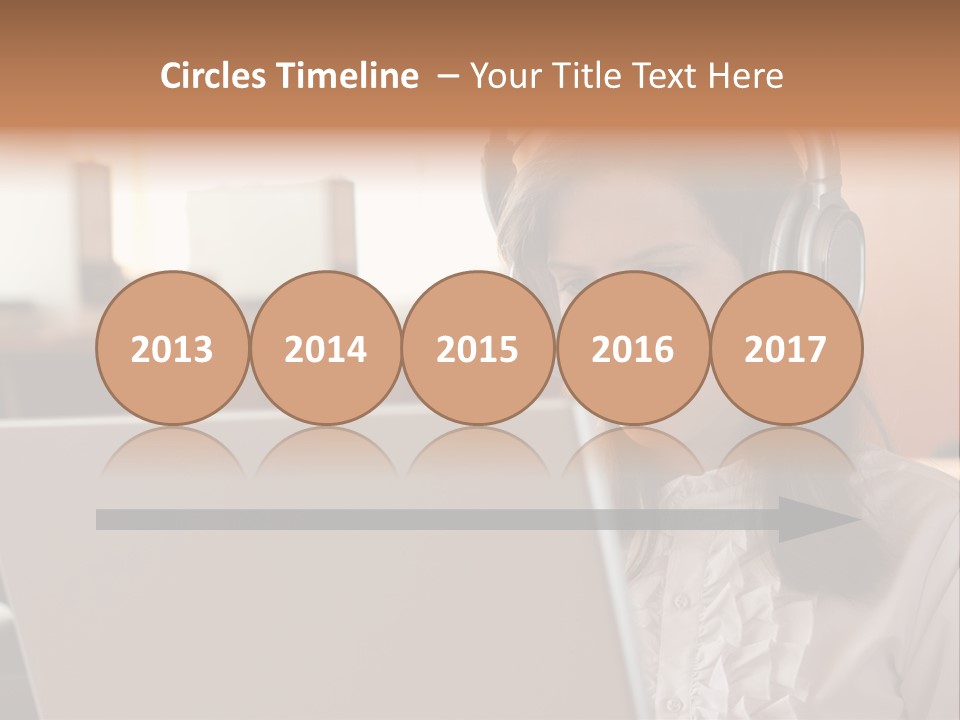 Girl Is Using Computer With Headphones PowerPoint Template