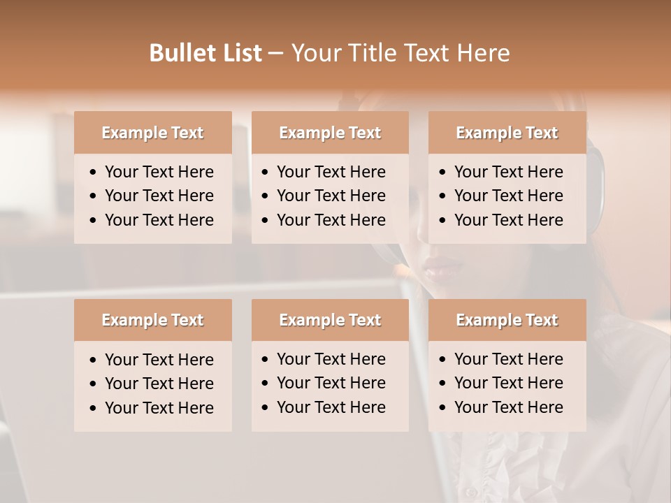 Girl Is Using Computer With Headphones PowerPoint Template