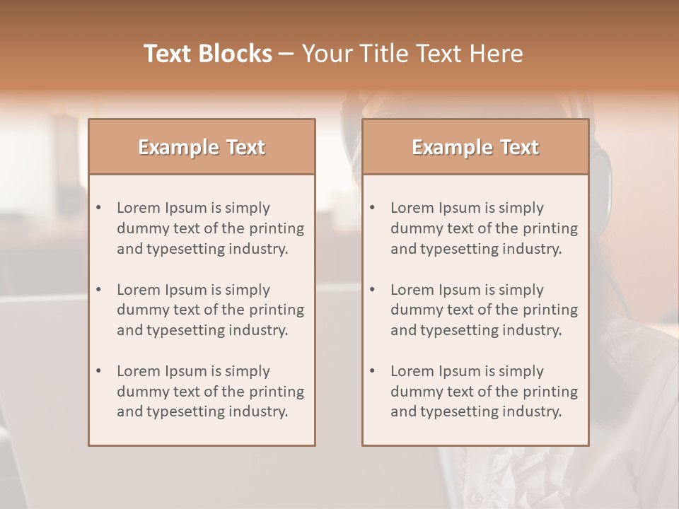 Girl Is Using Computer With Headphones PowerPoint Template