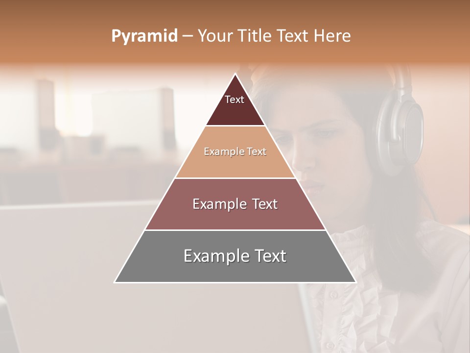 Girl Is Using Computer With Headphones PowerPoint Template