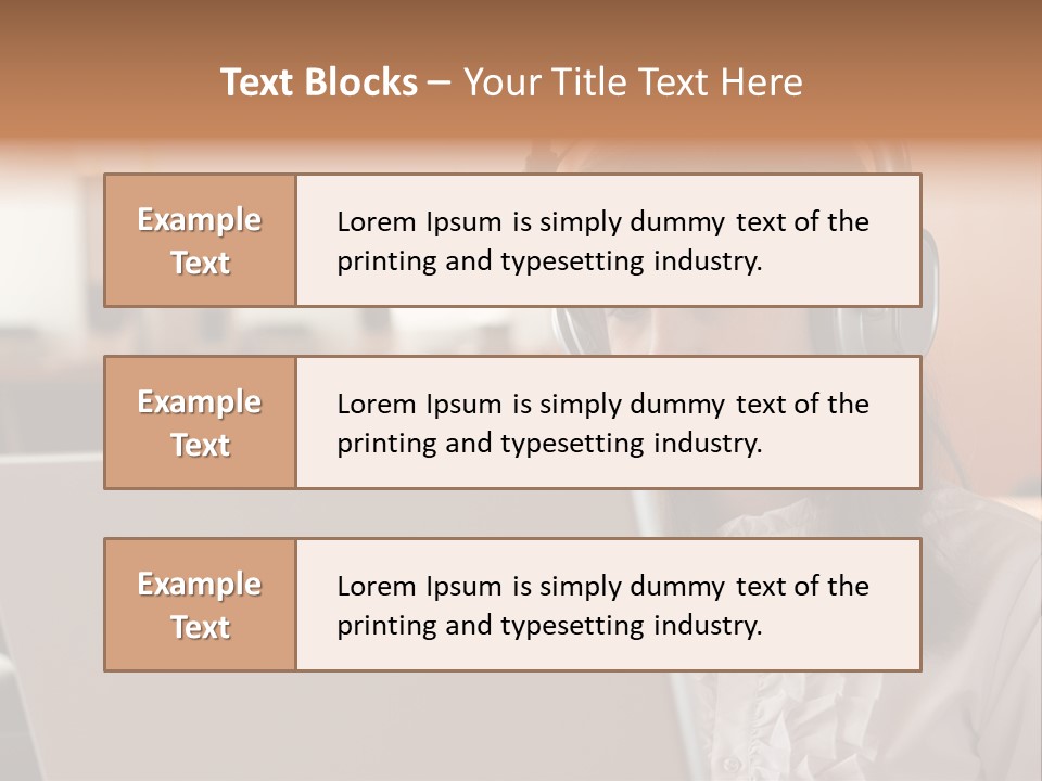 Girl Is Using Computer With Headphones PowerPoint Template