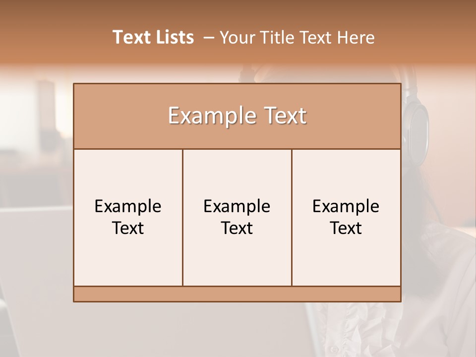 Girl Is Using Computer With Headphones PowerPoint Template