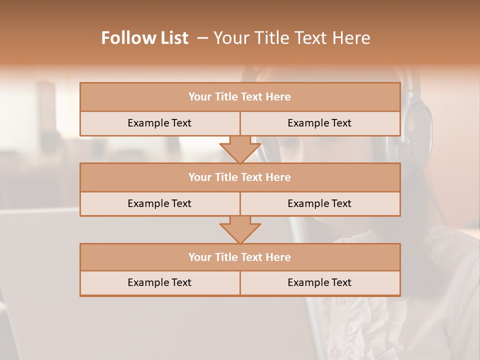 Girl Is Using Computer With Headphones PowerPoint Template