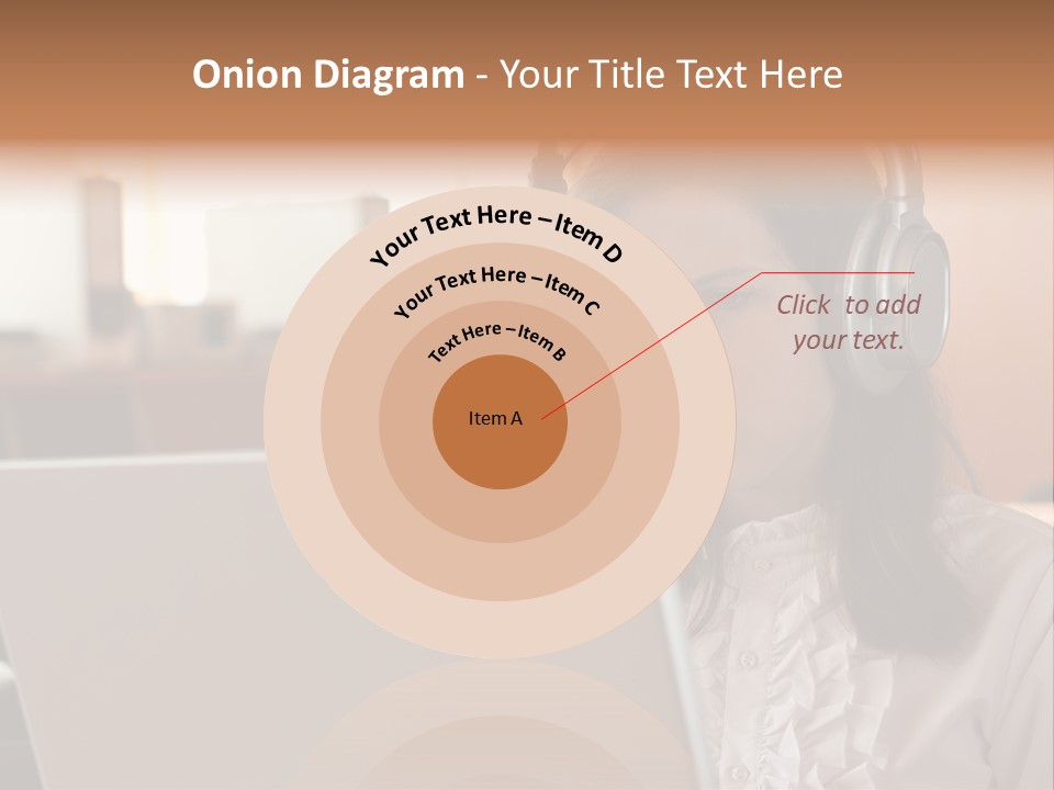 Girl Is Using Computer With Headphones PowerPoint Template