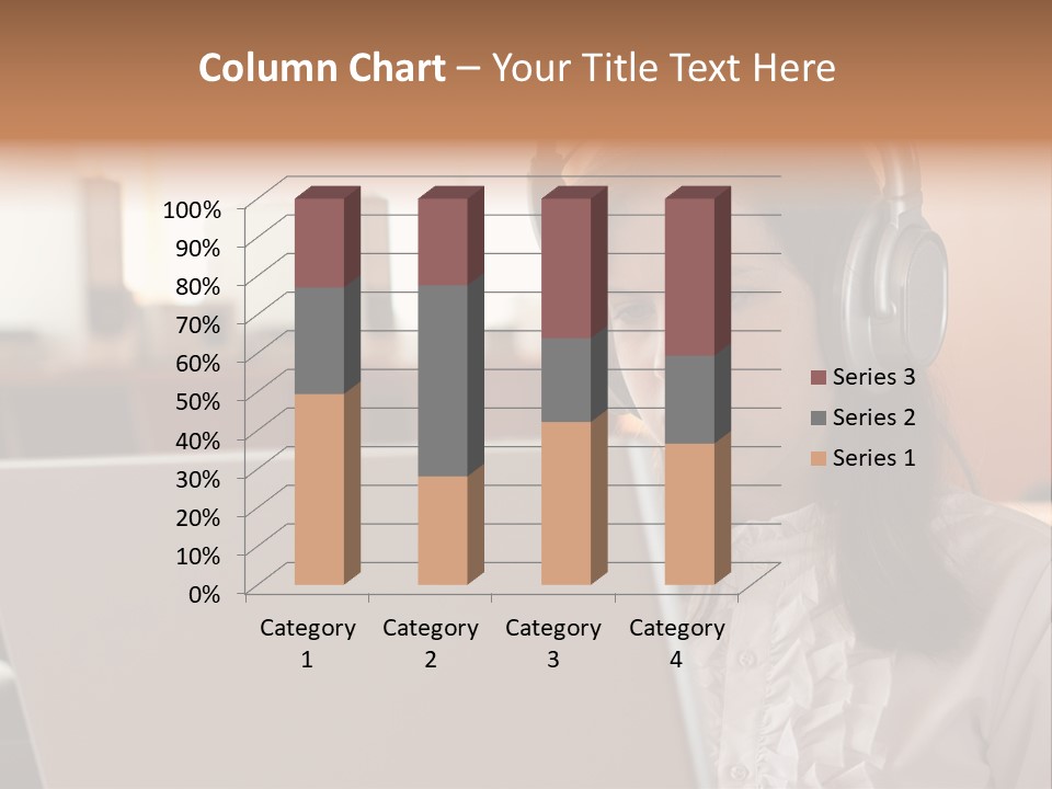 Girl Is Using Computer With Headphones PowerPoint Template