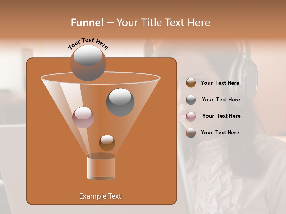 Girl Is Using Computer With Headphones PowerPoint Template