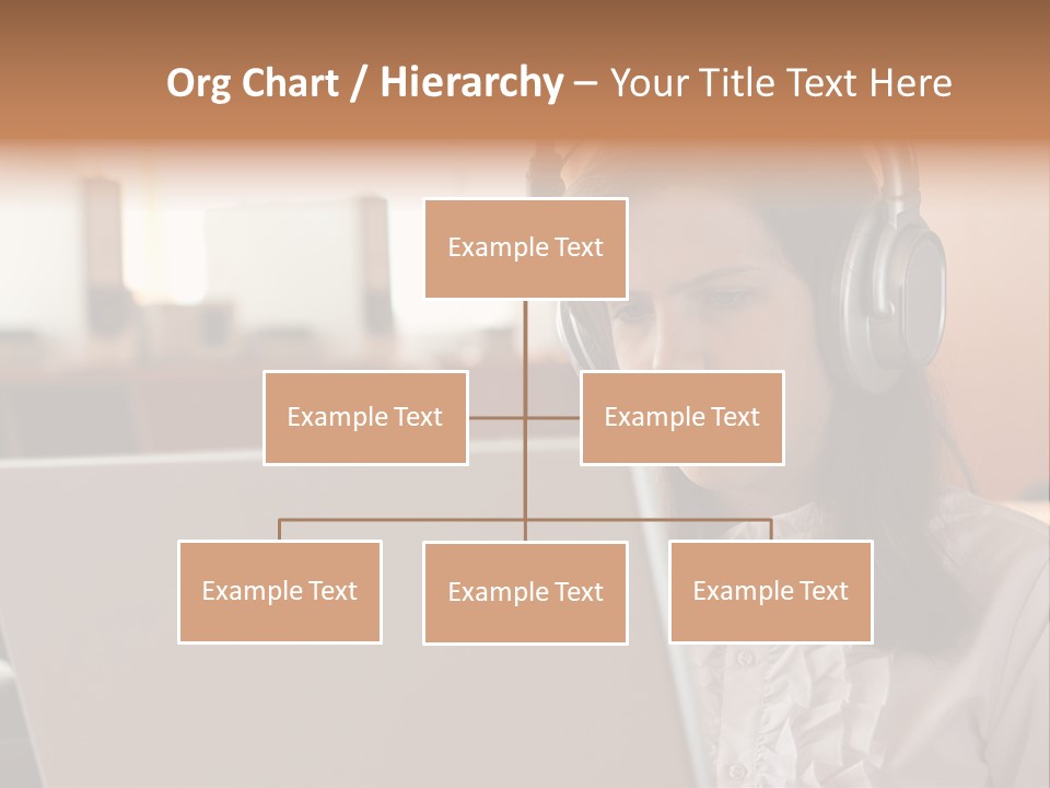 Girl Is Using Computer With Headphones PowerPoint Template