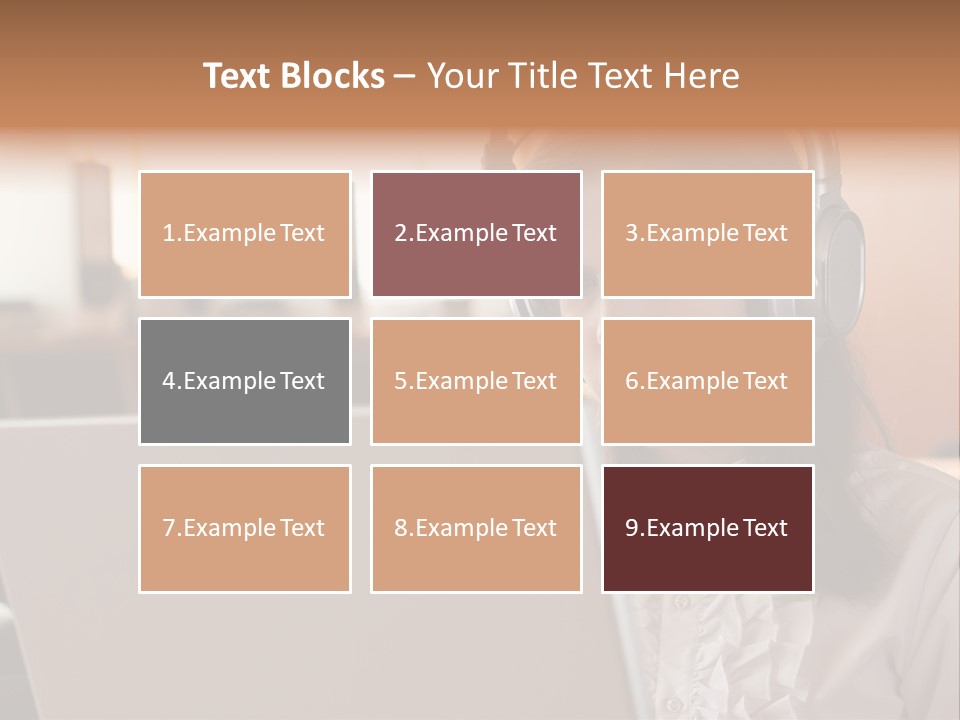 Girl Is Using Computer With Headphones PowerPoint Template