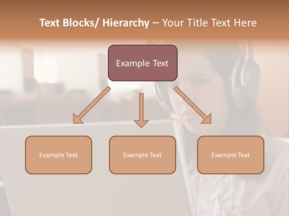 Girl Is Using Computer With Headphones PowerPoint Template