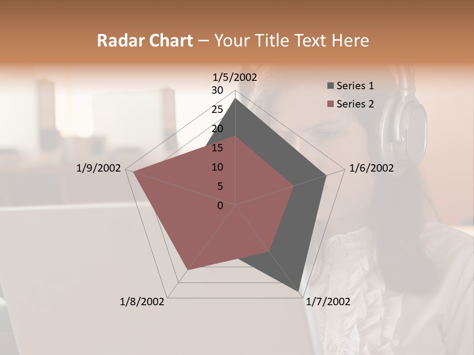 Girl Is Using Computer With Headphones PowerPoint Template