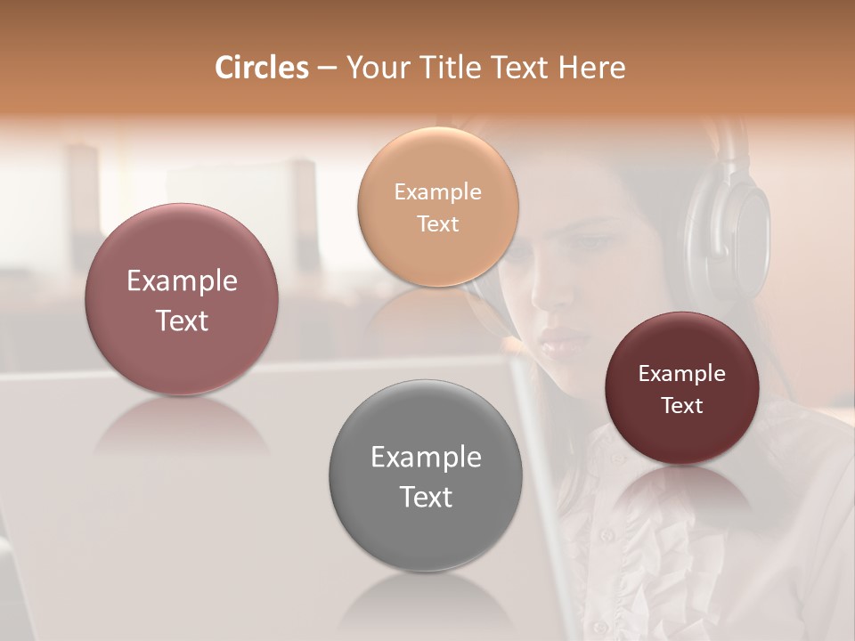 Girl Is Using Computer With Headphones PowerPoint Template