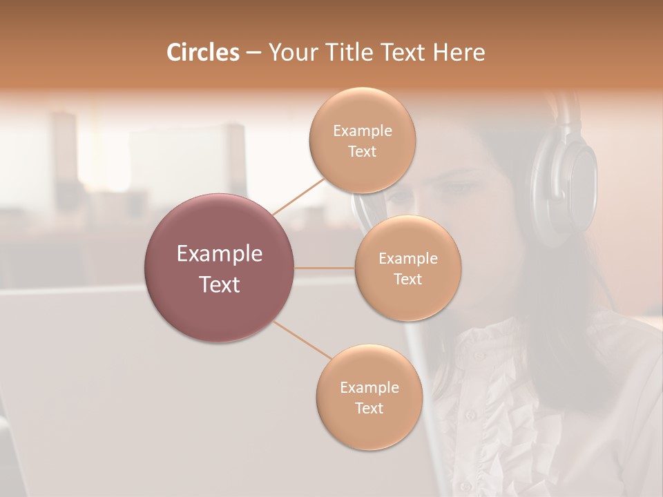 Girl Is Using Computer With Headphones PowerPoint Template