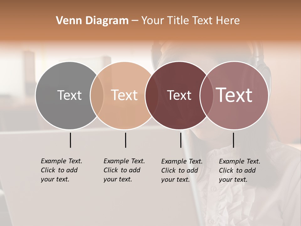 Girl Is Using Computer With Headphones PowerPoint Template