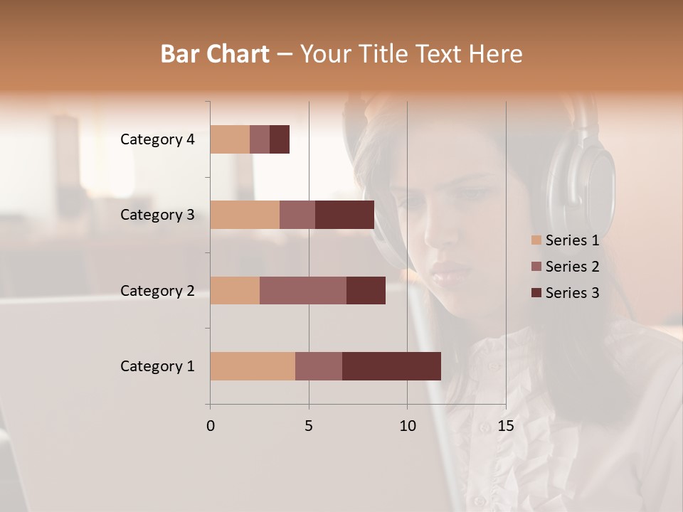 Girl Is Using Computer With Headphones PowerPoint Template