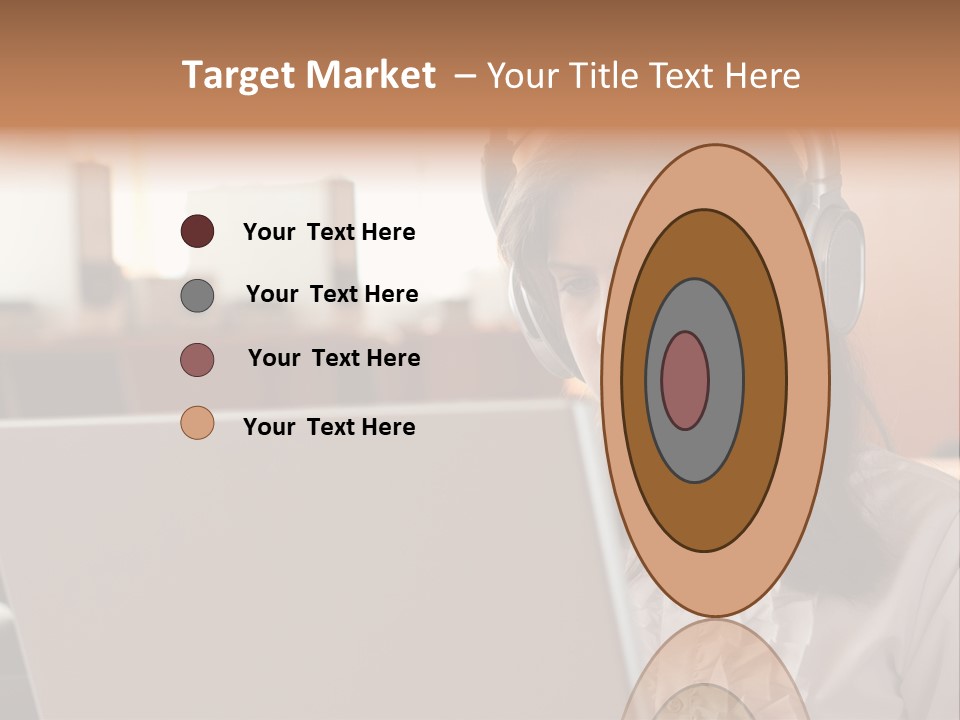 Girl Is Using Computer With Headphones PowerPoint Template