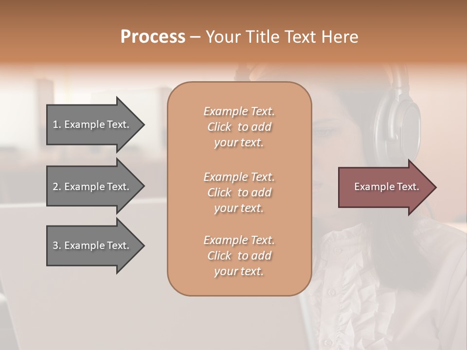 Girl Is Using Computer With Headphones PowerPoint Template