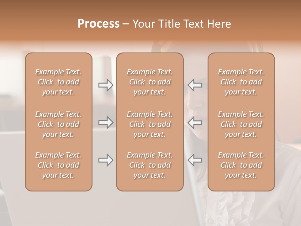 Girl Is Using Computer With Headphones PowerPoint Template