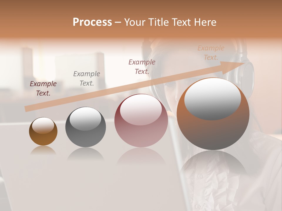 Girl Is Using Computer With Headphones PowerPoint Template