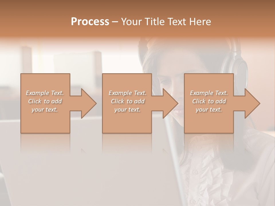 Girl Is Using Computer With Headphones PowerPoint Template