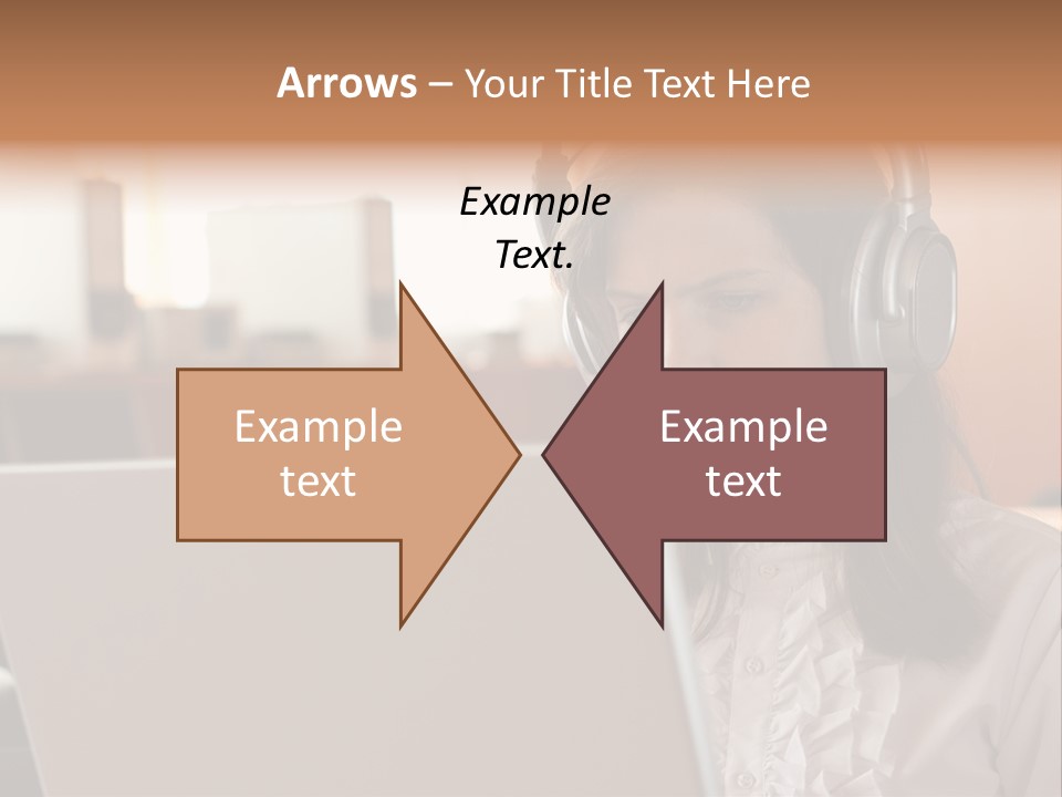 Girl Is Using Computer With Headphones PowerPoint Template