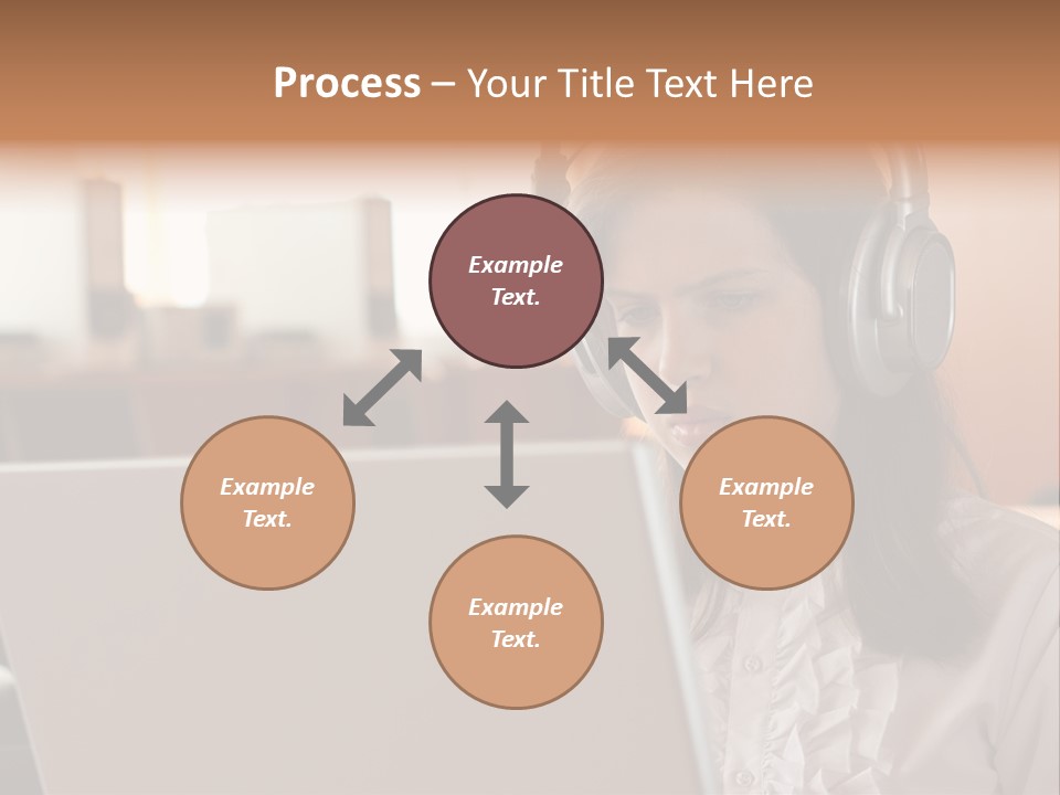 Girl Is Using Computer With Headphones PowerPoint Template