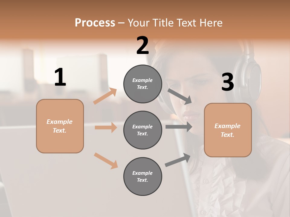 Girl Is Using Computer With Headphones PowerPoint Template