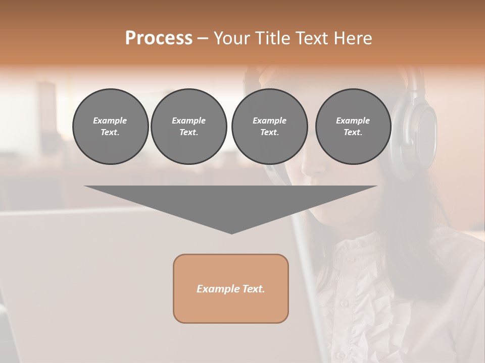 Girl Is Using Computer With Headphones PowerPoint Template