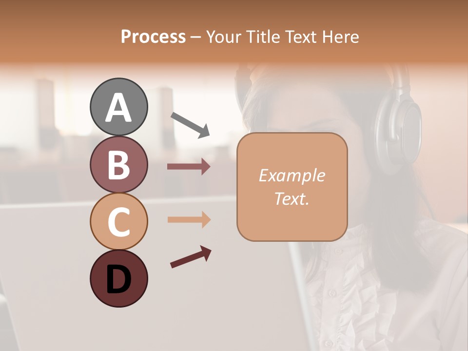 Girl Is Using Computer With Headphones PowerPoint Template