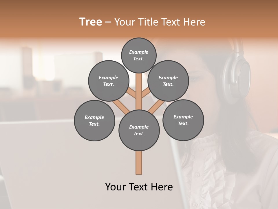 Girl Is Using Computer With Headphones PowerPoint Template