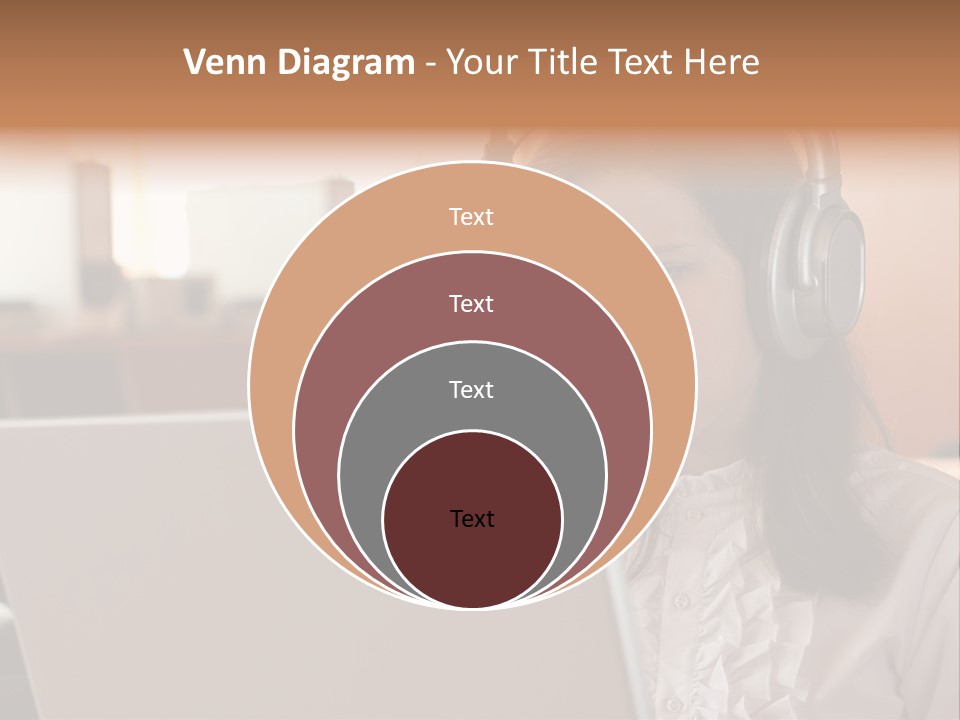 Girl Is Using Computer With Headphones PowerPoint Template