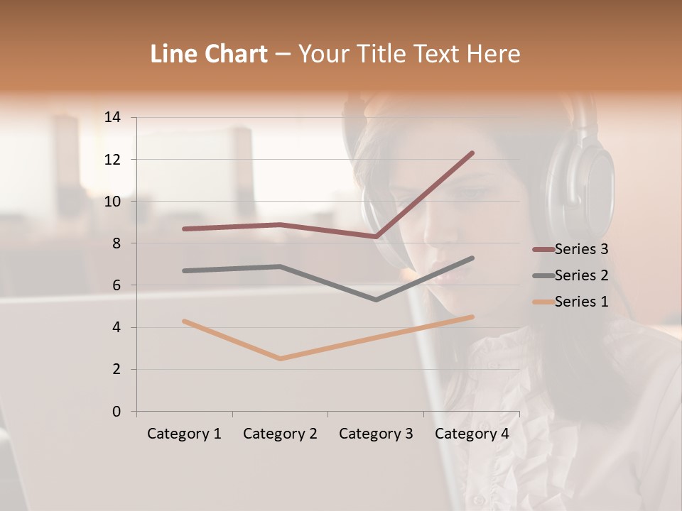 Girl Is Using Computer With Headphones PowerPoint Template