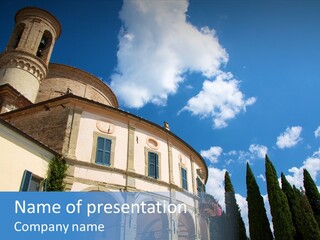 A Large Building With A Clock On The Front Of It PowerPoint Template