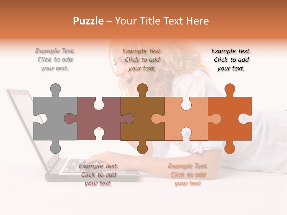 Surprised Woman Looks In The Laptop PowerPoint Template