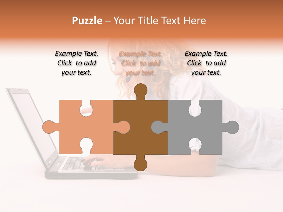 Surprised Woman Looks In The Laptop PowerPoint Template