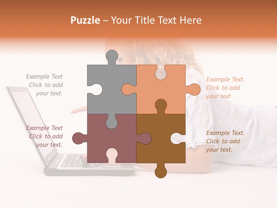 Surprised Woman Looks In The Laptop PowerPoint Template