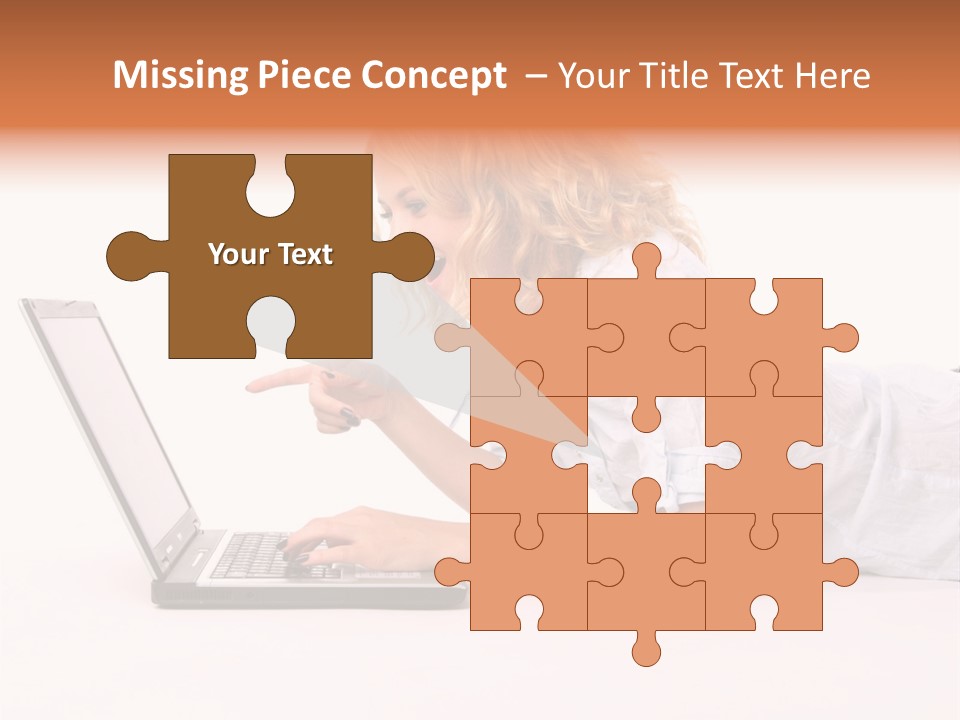 Surprised Woman Looks In The Laptop PowerPoint Template