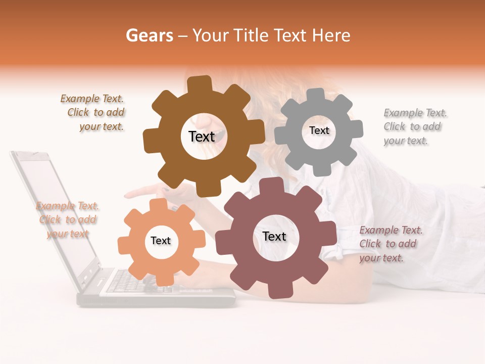 Surprised Woman Looks In The Laptop PowerPoint Template