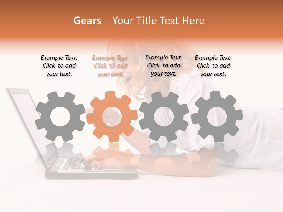 Surprised Woman Looks In The Laptop PowerPoint Template