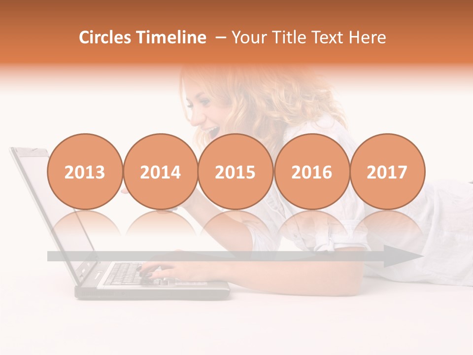 Surprised Woman Looks In The Laptop PowerPoint Template