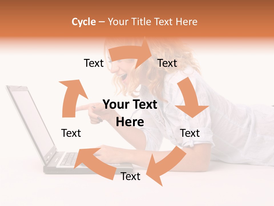 Surprised Woman Looks In The Laptop PowerPoint Template