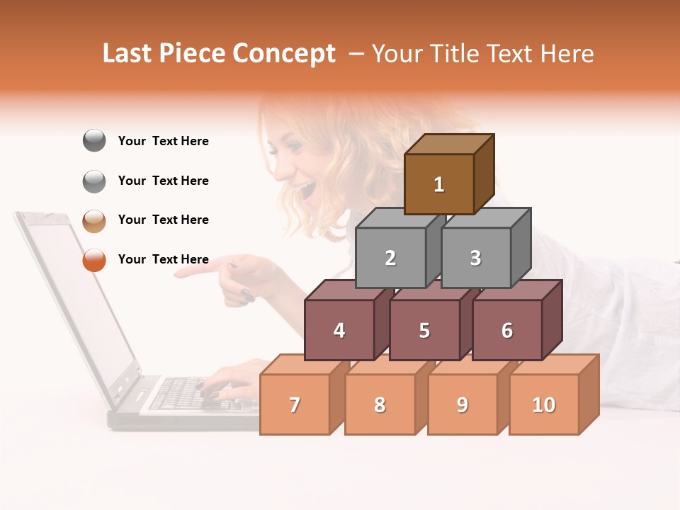 Surprised Woman Looks In The Laptop PowerPoint Template