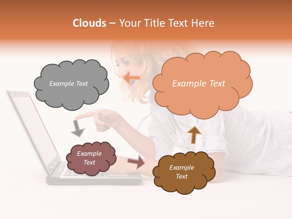 Surprised Woman Looks In The Laptop PowerPoint Template