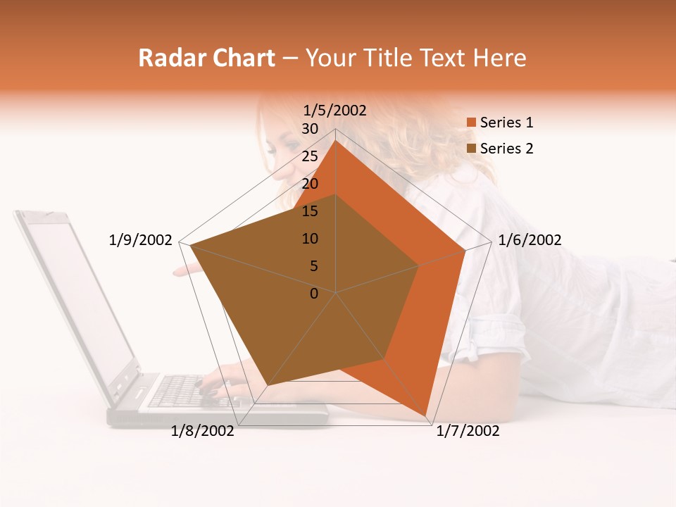 Surprised Woman Looks In The Laptop PowerPoint Template