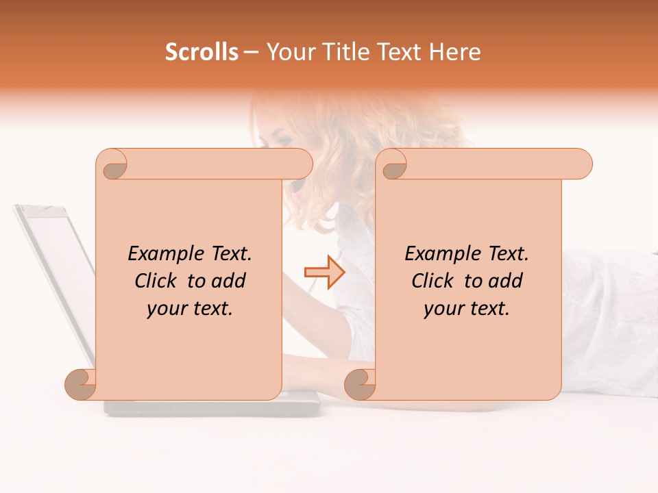 Surprised Woman Looks In The Laptop PowerPoint Template