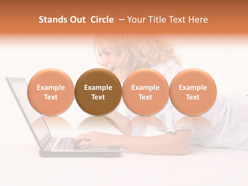 Surprised Woman Looks In The Laptop PowerPoint Template