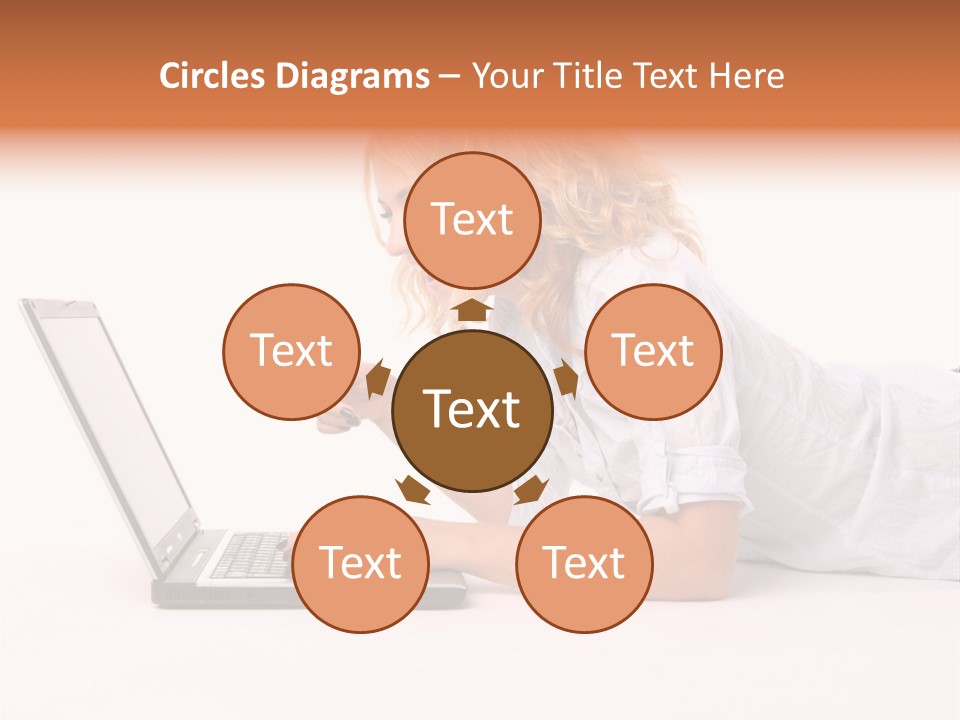 Surprised Woman Looks In The Laptop PowerPoint Template