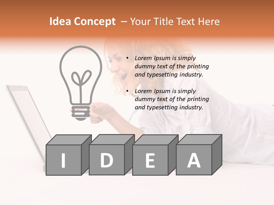 Surprised Woman Looks In The Laptop PowerPoint Template