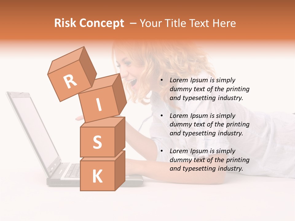 Surprised Woman Looks In The Laptop PowerPoint Template