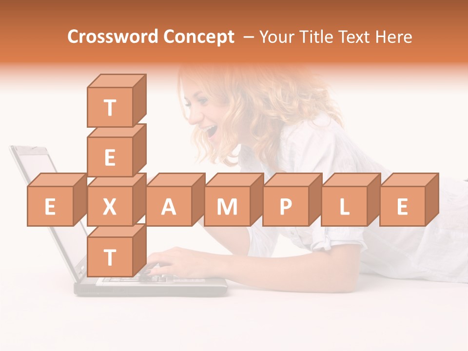 Surprised Woman Looks In The Laptop PowerPoint Template