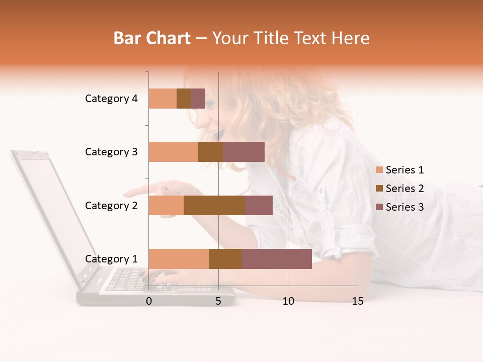 Surprised Woman Looks In The Laptop PowerPoint Template